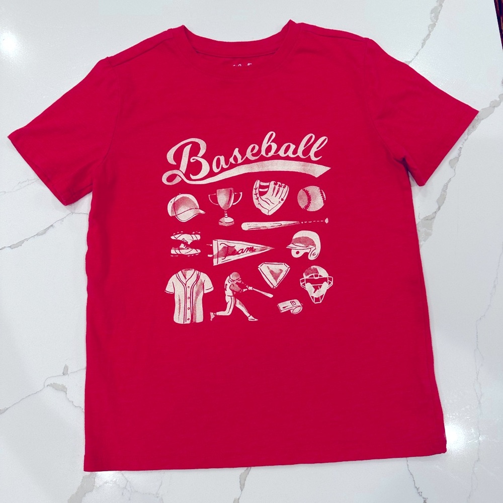 Cat & Jack Red Baseball T-Shirt Size M 8/10
